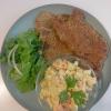 Filetes de Ternera a la Milanesa en horno con Ensaladilla Rusa